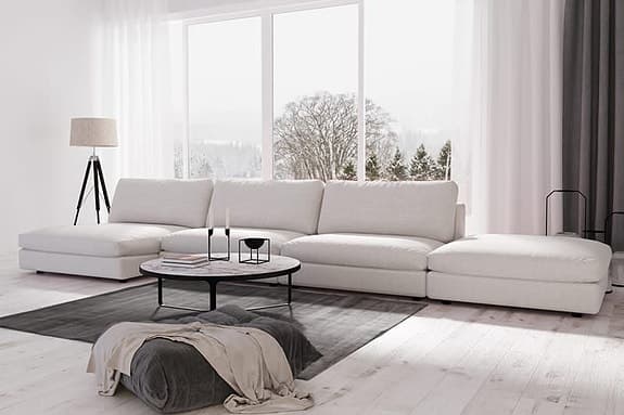 Arken 6-sits Vändbar U-formad Modulsoffa med Divan + Fotpall