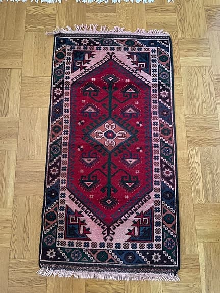 Matta gångmatta röd mönstrad