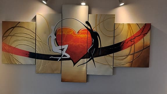 Tavla flerdelad abstrakt motiv hjärta (Canvas)