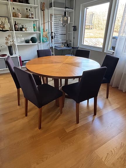 Matgrupp valnöt, 6 stolar