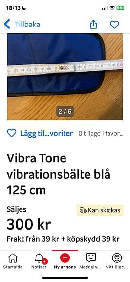 Vibra Tone vibrationsbälte blå 125 cm unisex