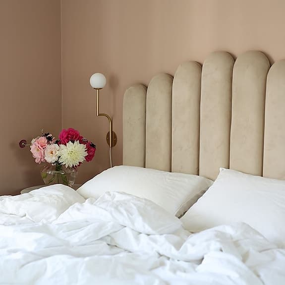 Art Sänggavel Sammet Beige 180cm