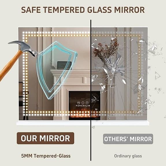 FENCHILIN Stor spegel Hollywood sminkspegel Vit 80 x 58 cm