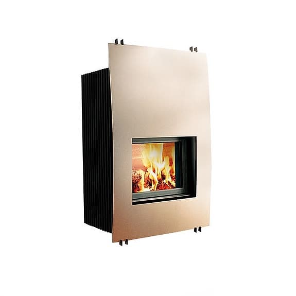 Väggmonterad kamin med glasfront