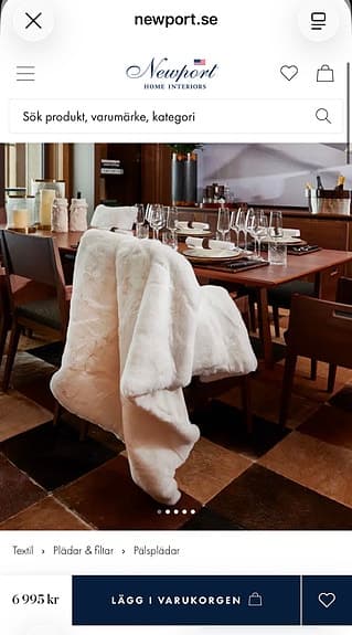 Newport Vail Soft Supreme Pläd Vit pläd vit för soffa / säng köpt på NK 9995