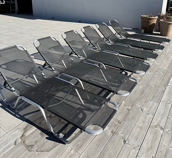 Solstol hopfällbar svart nätväv aluminiumram