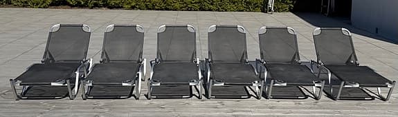 Solstol hopfällbar svart nätväv aluminiumram