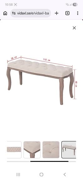 Ny vidaXL bänk (gräddvit)