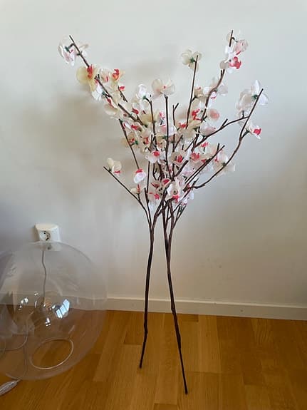 Konstgjorda blomkvistar konstblommor vit/rosa