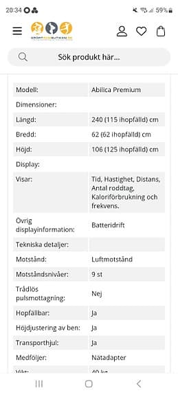 Abilica TopRower Premium - roddmaskin med luftmotstånd och träningsdator