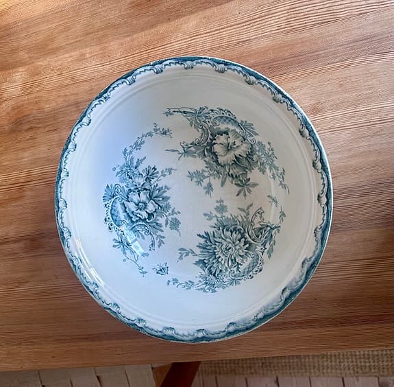 Rörstrand skål med grönt blommönster porslin, gröna Anna