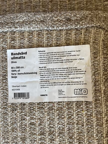 Mio Olivia ullmatta 80x300 cm beige