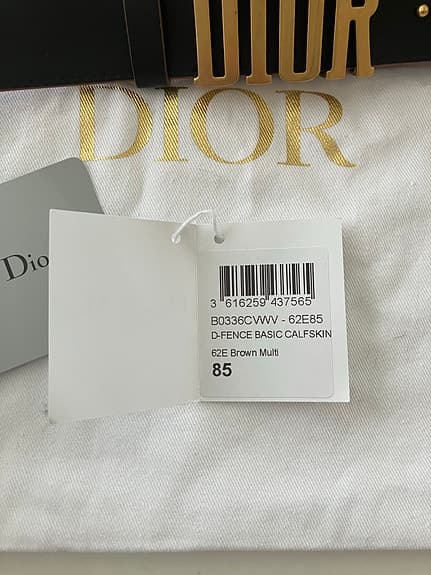 Dior D-Fence bälte kalvskinn brun svart guld Kvinna