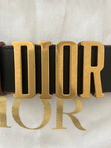 Dior D-Fence bälte kalvskinn brun svart guld Kvinna
