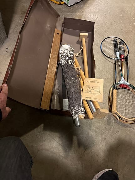 ABC badmintonset med racketar och nät trä