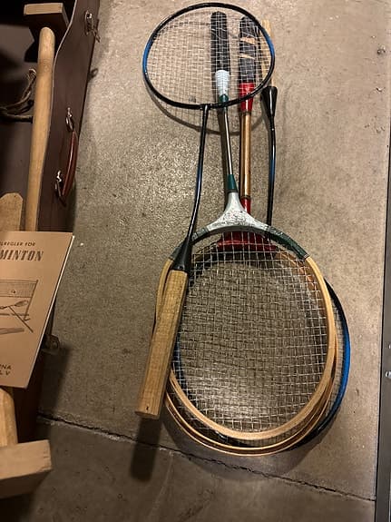 ABC badmintonset med racketar och nät trä