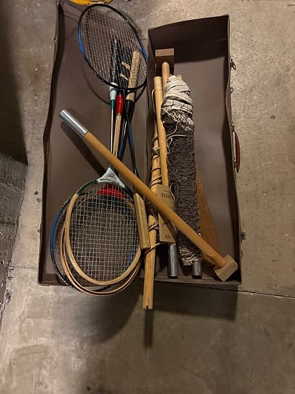 ABC badmintonset med racketar och nät trä