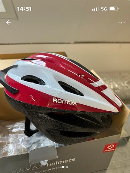 Hamax cykelhjälm röd vit