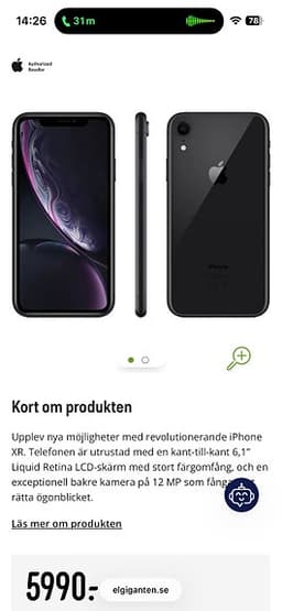 Apple iPhone XR mobiltelefon 64 GB vit