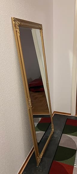 Spegel helkropp med guldfärgad ram (72x162)