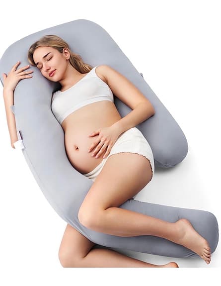 NY Momcozy Graviditetskudde Justerbar med Kylande Överdrag, Dreamlign U Pro