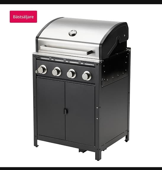 Ikea GRILLSKÄR utekök gasolgrill svart rostfritt stål