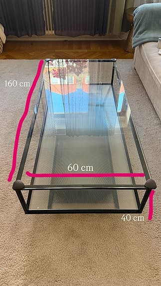 Soffbord glas metall 160x60 cm