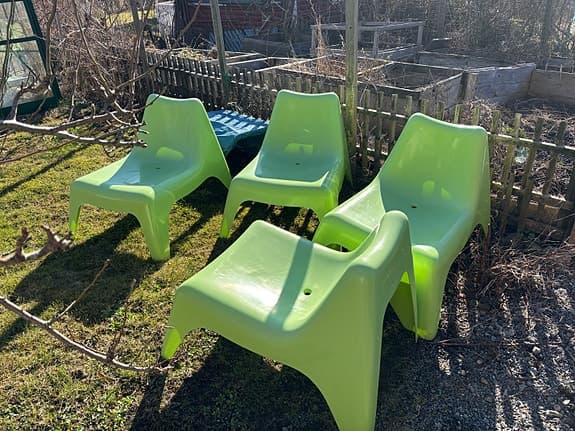 4 st Vågö ljusgröna trädgårdsstolar