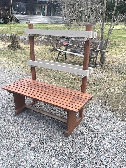 Okänt märke trädgårdsbänk med justerbara blomlådor trä