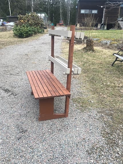 Okänt märke trädgårdsbänk med justerbara blomlådor trä