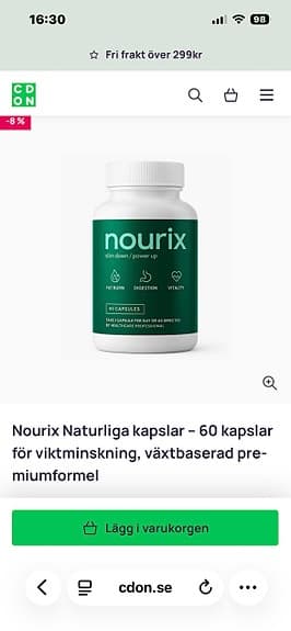 Nourix kapslar kosttillskott 60 kapslar , Oöppnad