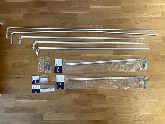 Jysk 6 st set Gardinstänger vit metall & tillbehör