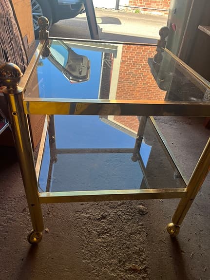 Glasbord i mässing & glas (50×60 cm)