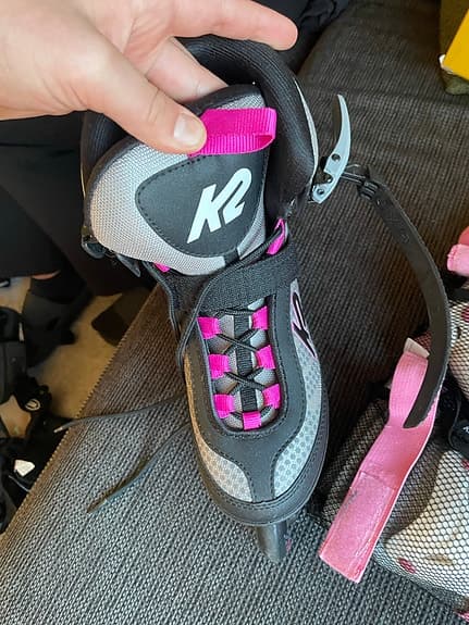 K2 inlines barn storlek 39,5 grå rosa skydd ingår