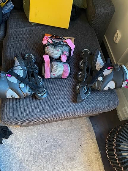 K2 inlines barn storlek 39,5 grå rosa skydd ingår