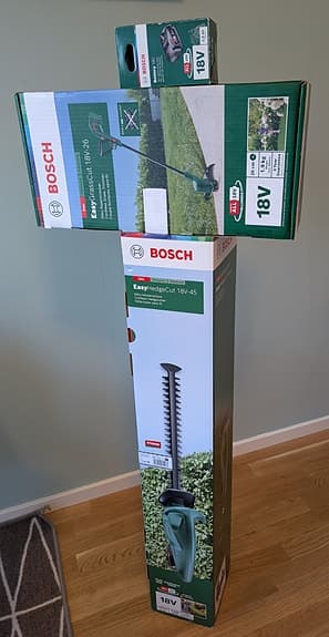 Bosch Häcksax och Grästrimmer, 2 st. 2,0 Ah batterier och laddare