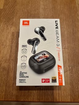 JBL Live Beam 3 trådlösa in‑ear hörlurar svart med laddningsetui