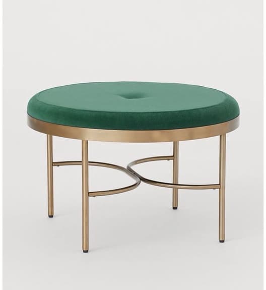 Pall, Sittpuff i sammet med guldfärgad metallram