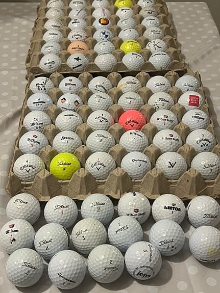 Blandade märken golfbollar vit gul rosa