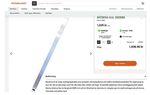 Avdragningsbräda och rör för läggning av marksten/plattor