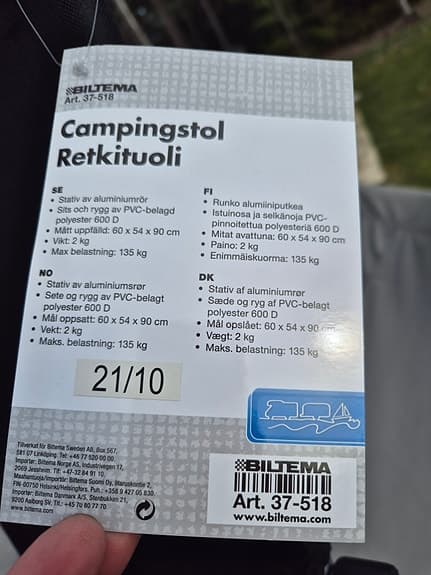 Campingstol aluminium svart