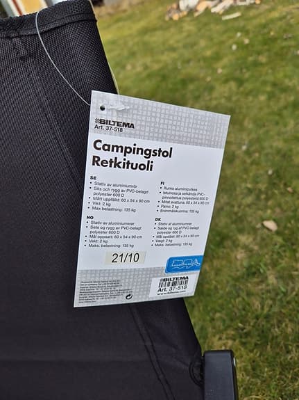 Campingstol aluminium svart