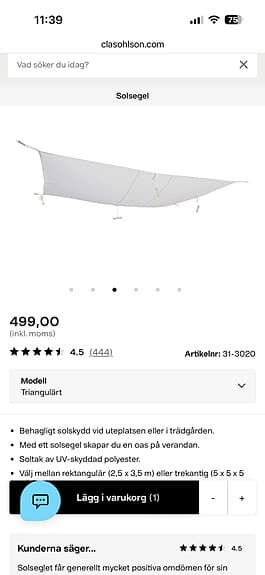 Solsegel triangulärt