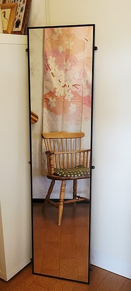 Stilren helkroppsspegel i svart metall (39x156 cm) – Nyskick