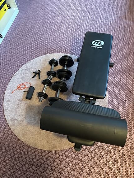 Master Fitness träningsbänk med hantlar