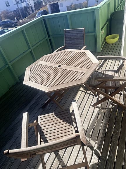 Jutlandia Scandinavian Design trädgårdsgrupp bord och stolar trä