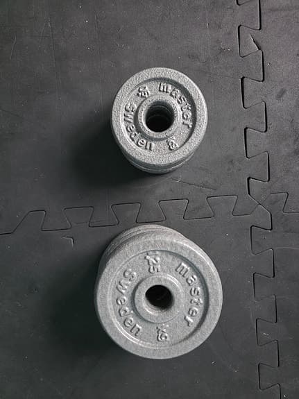 Viktskivor gjutjärn 1,25 kg och 0.5 kg