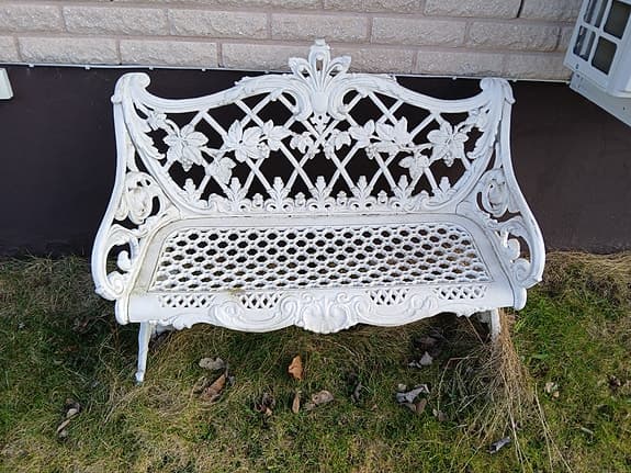 Trädgårdsbänk gjutjärn vit, Coalbrookstil