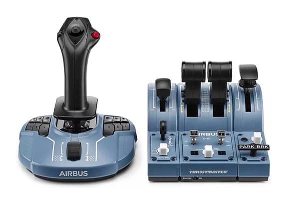 Thrustmaster joystick, throttle samt monteringsfäste.
