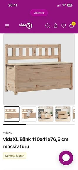 Bänk förvaring massiv furu natur 110 x 41 x 76,5 cm